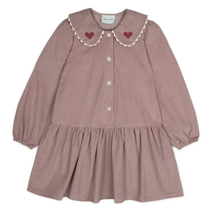 Mipounet - Géraldine Hearts Kadife Elbise | Soluk Pembe
