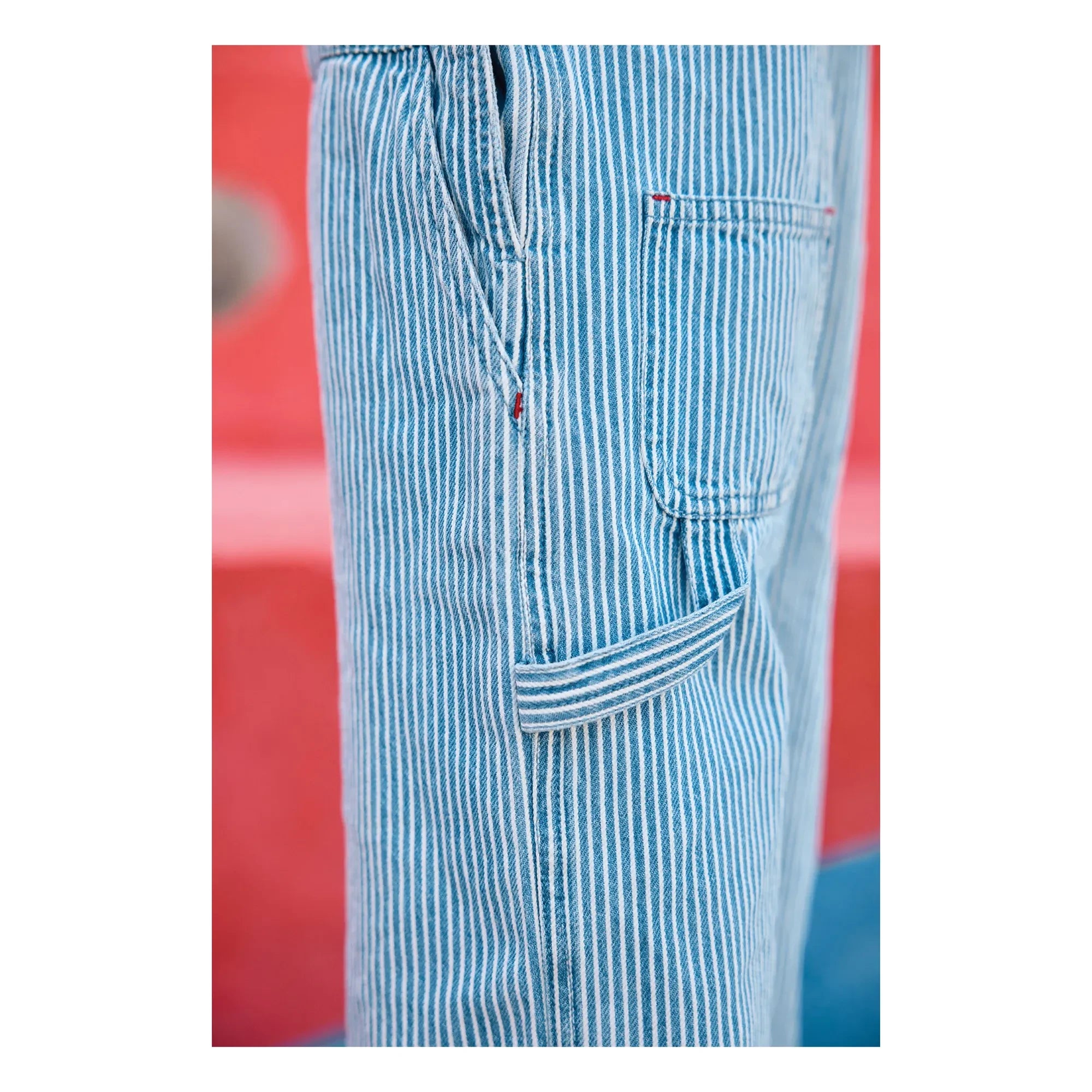 Bonton - Nope Striped Overalls | Blue
