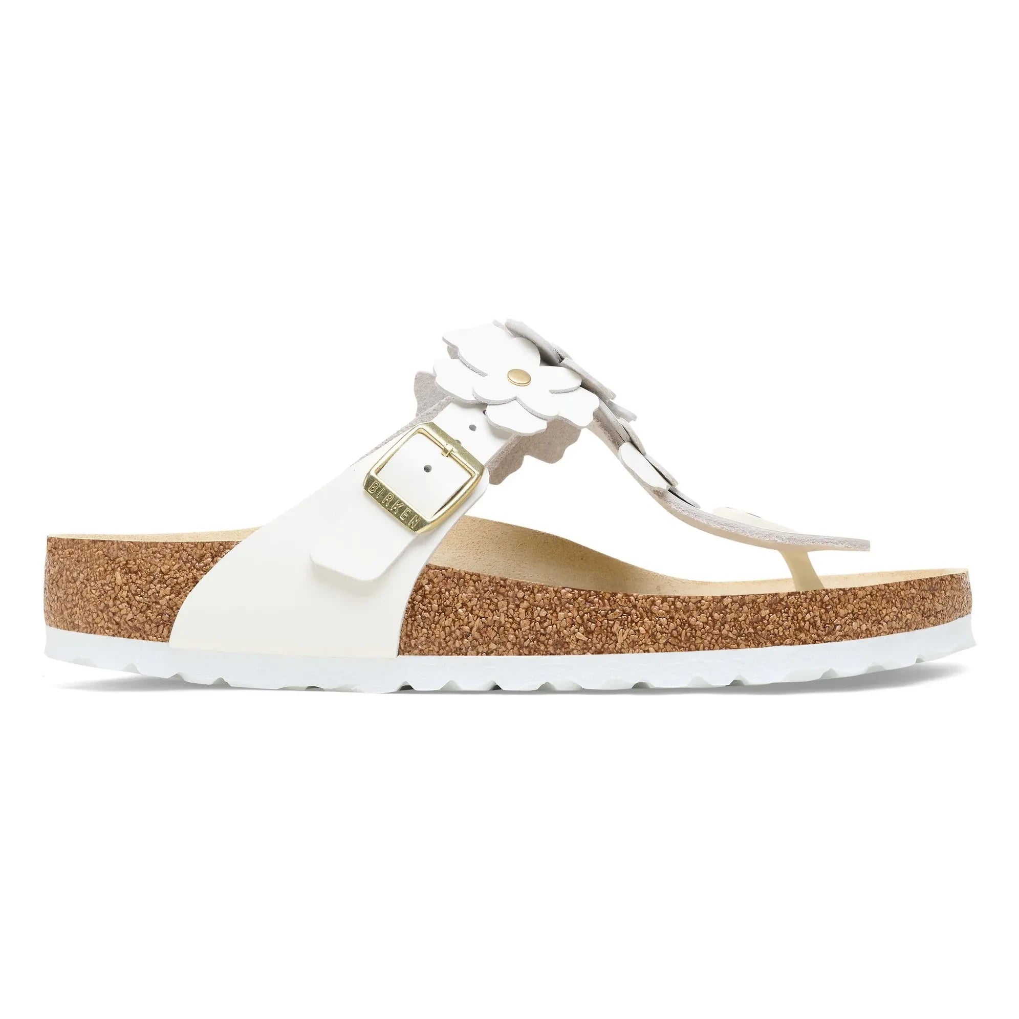 BIRKENSTOCK - Gizeh Çiçek Süslemeli Sandaletler Doğal Deri | Beyaz