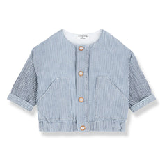 1+ in the Family - Algaida Striped Denim Organic Cotton Jacket | Light Blue