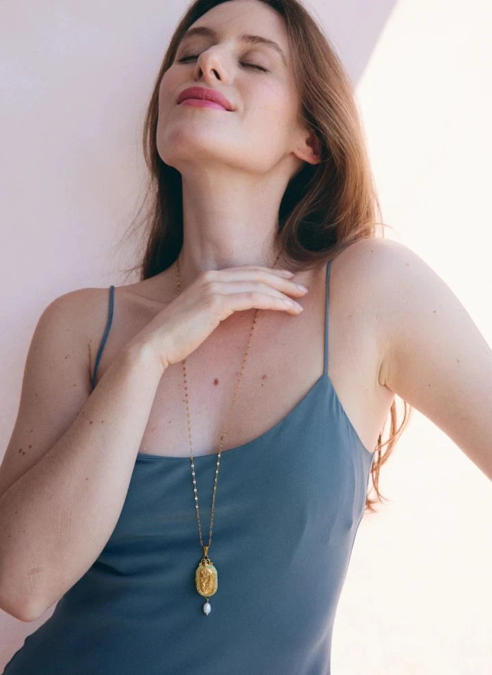 Palas - "Le Secret" Long Necklace | Faded Green