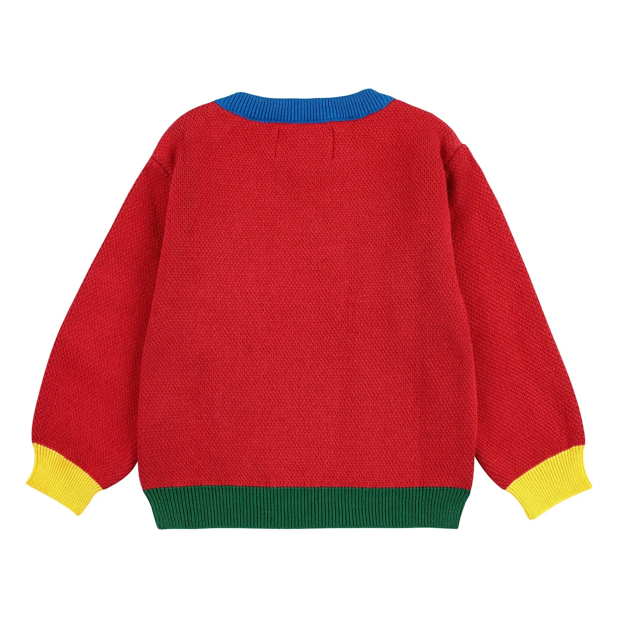 Bobo Choses - Colorblock Organic Cotton Dog Sweater | Red