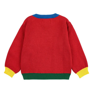 Bobo Choses - Colorblock Organic Cotton Dog Sweater | Red