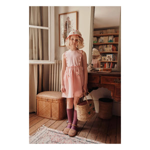Emile et Ida - Organic Cotton Checkered Bib Dress | Pink