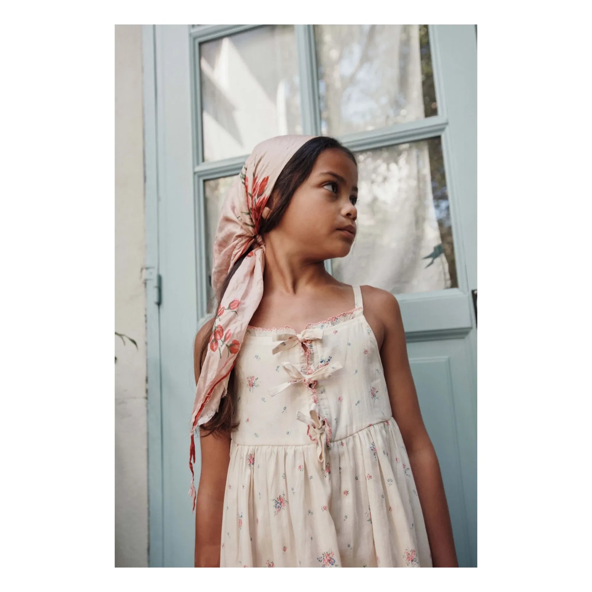 Emile et Ida - Organic Cotton Floral Knotted Dress | Cream