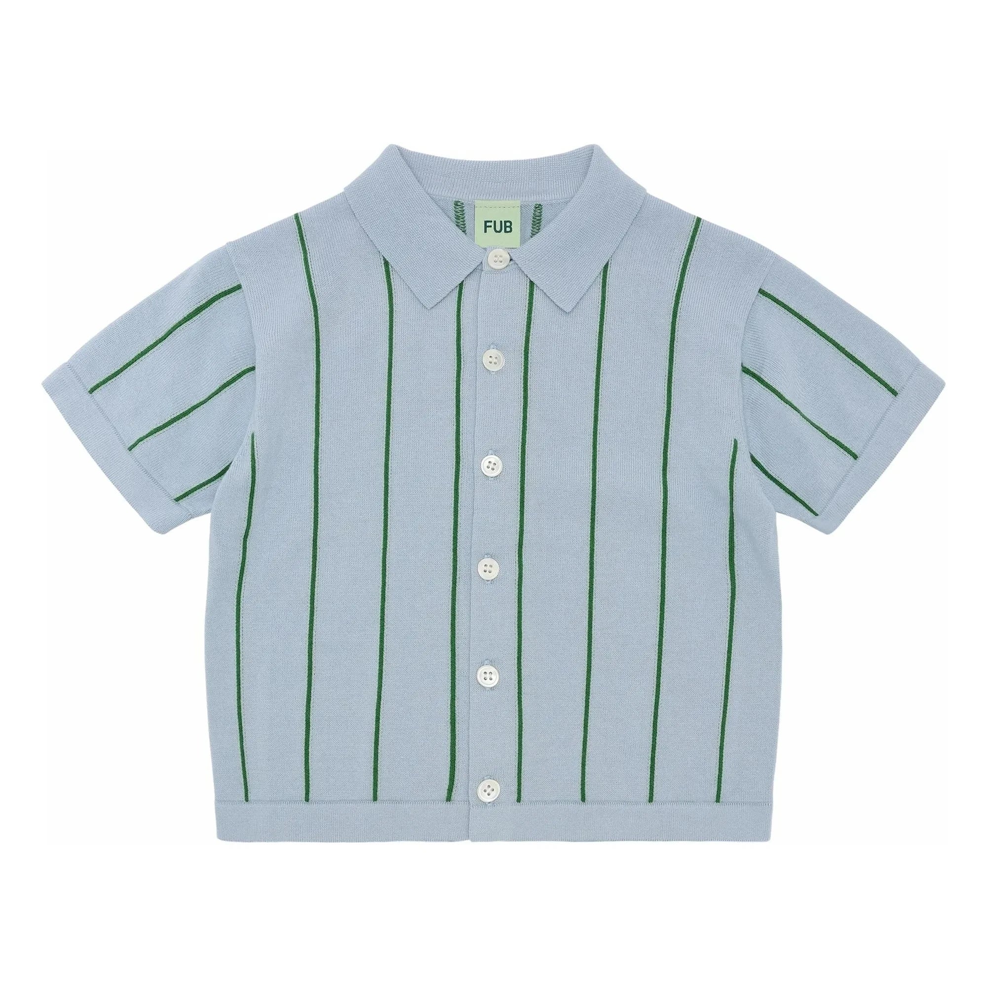 FUB - Striped Shirt Extra Thin Mesh Organic Cotton | Light Blue