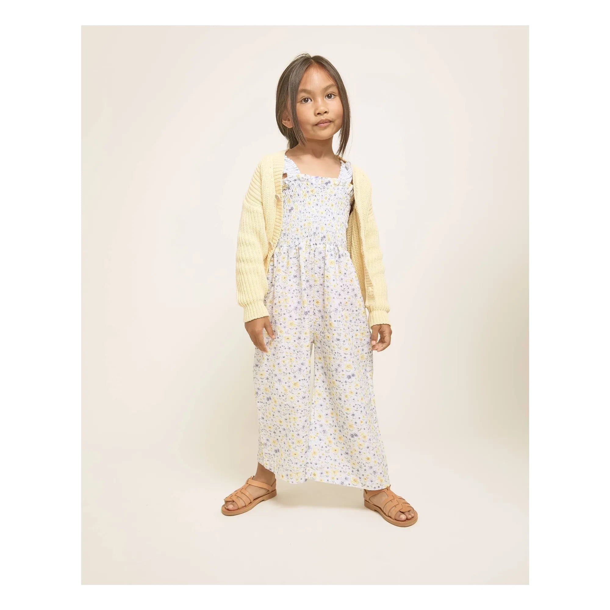 Owl - Organic cotton V-neck ribbed cardigan | Yellow