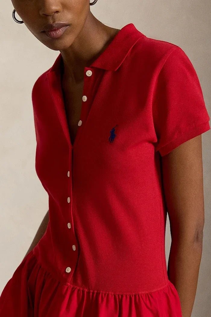 Polo Ralph Lauren pamuk ve elastanlı kloş elbise