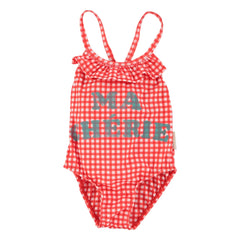 Piupiuchick - Ma Chérie Recycled Fiber Checked Swimsuit | Red