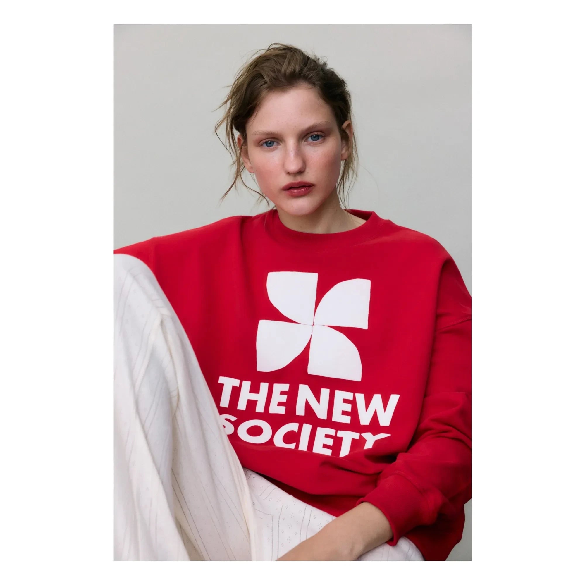 the new society - TNS Logo Cotton Sweatshirt | Red