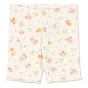 Konges Sløjd - Minnie Floral Print Ribbed Cycling Leggings Organic Cotton | Ecru