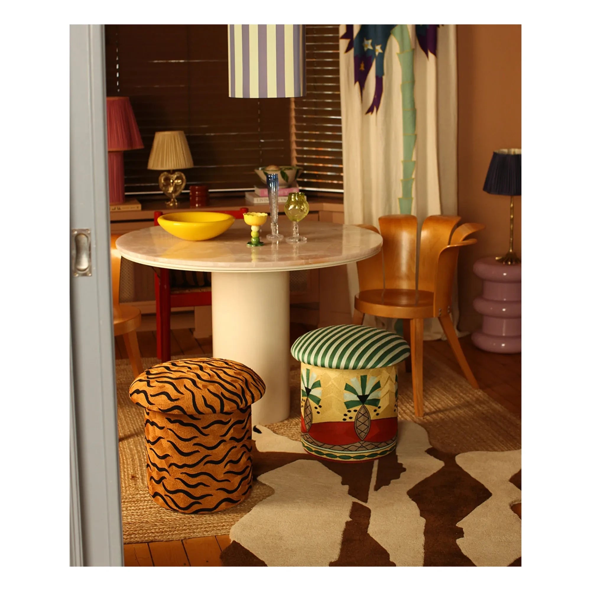 Doing Goods - Maya Kaplan embroidered pouf | Camel