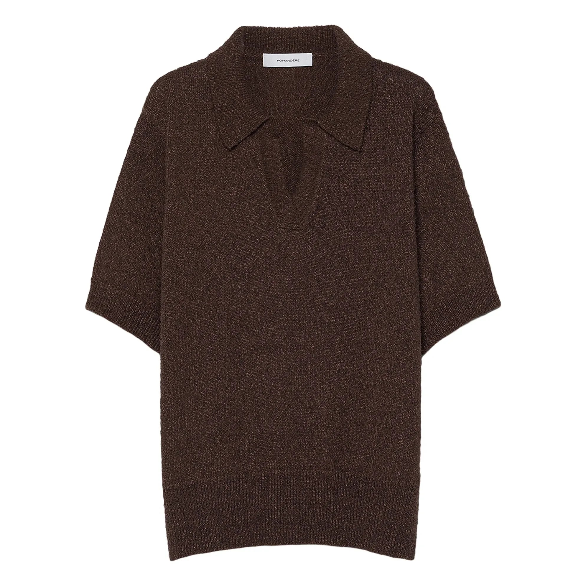 Pomandère - Cotton & Linen Polo Sweater | Dark Brown