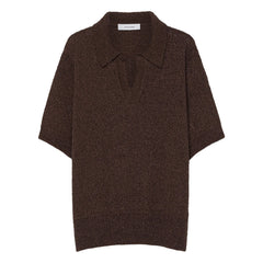 Pomandère - Cotton & Linen Polo Sweater | Dark Brown