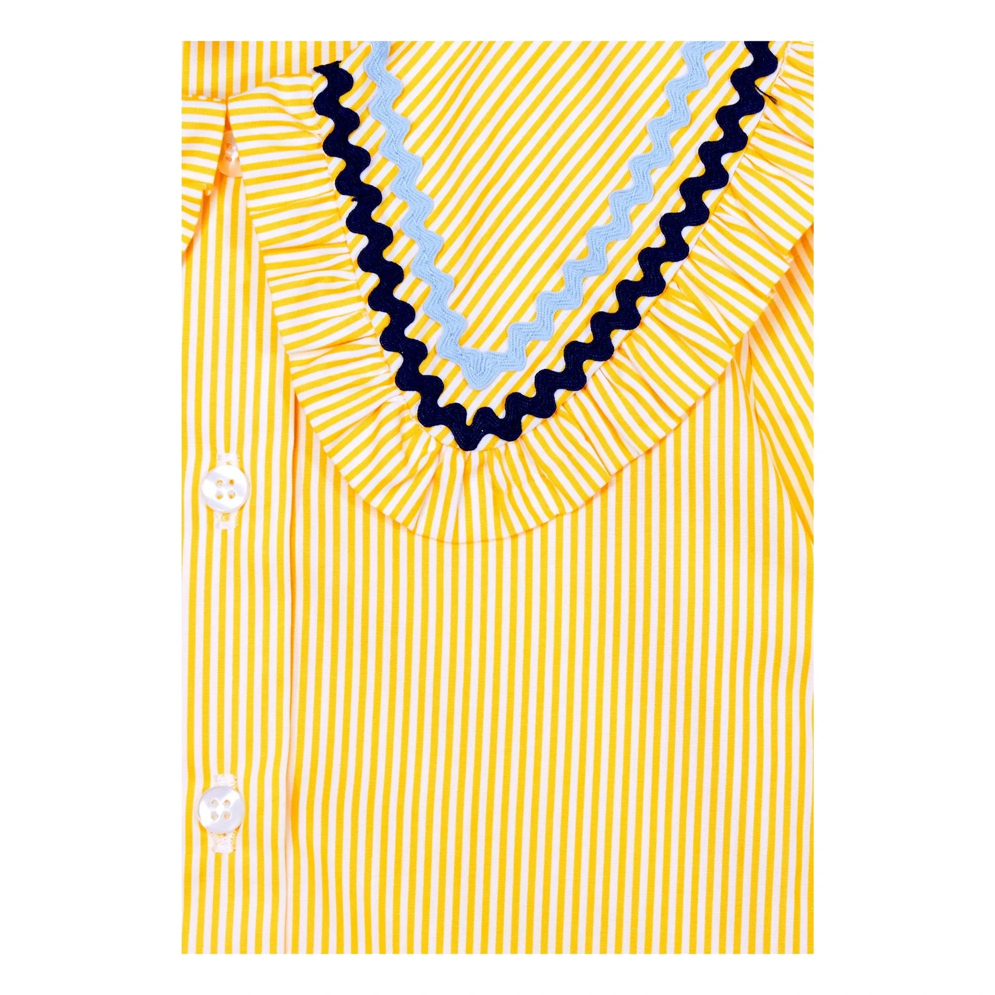 Mipounet - Claudine Collared Striped Blouse | Light Yellow
