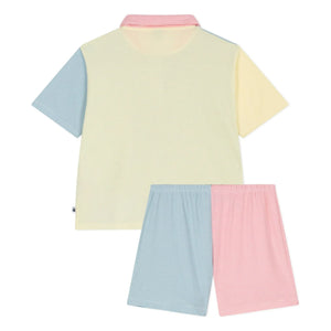 Petit Bateau - Green Block Striped Short Pajamas