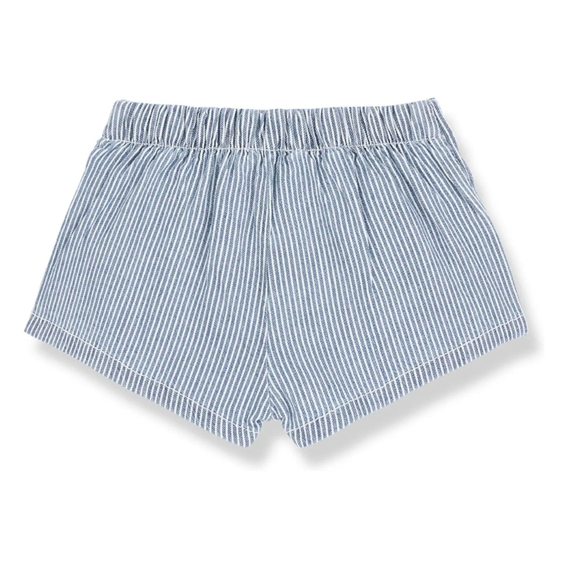 1+ in the family - Denim Deia Organic Cotton Striped Shorts | Light Blue