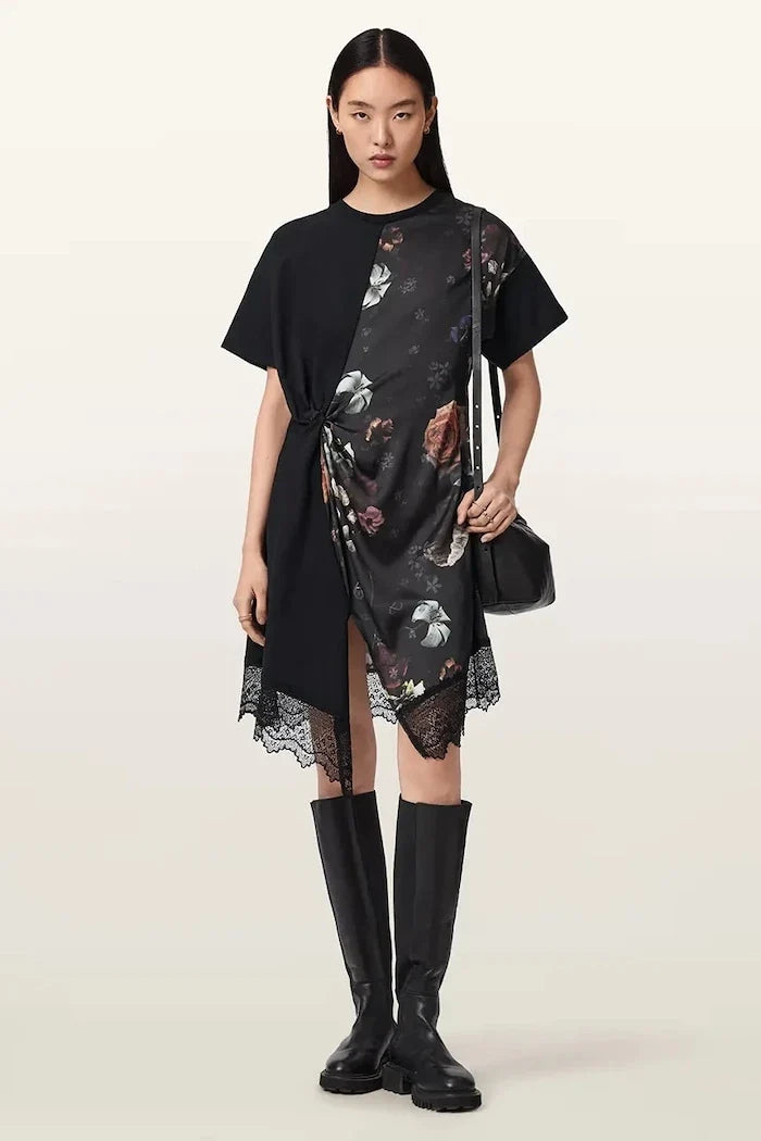 AllSaints asimetrik LANA LACE elbise