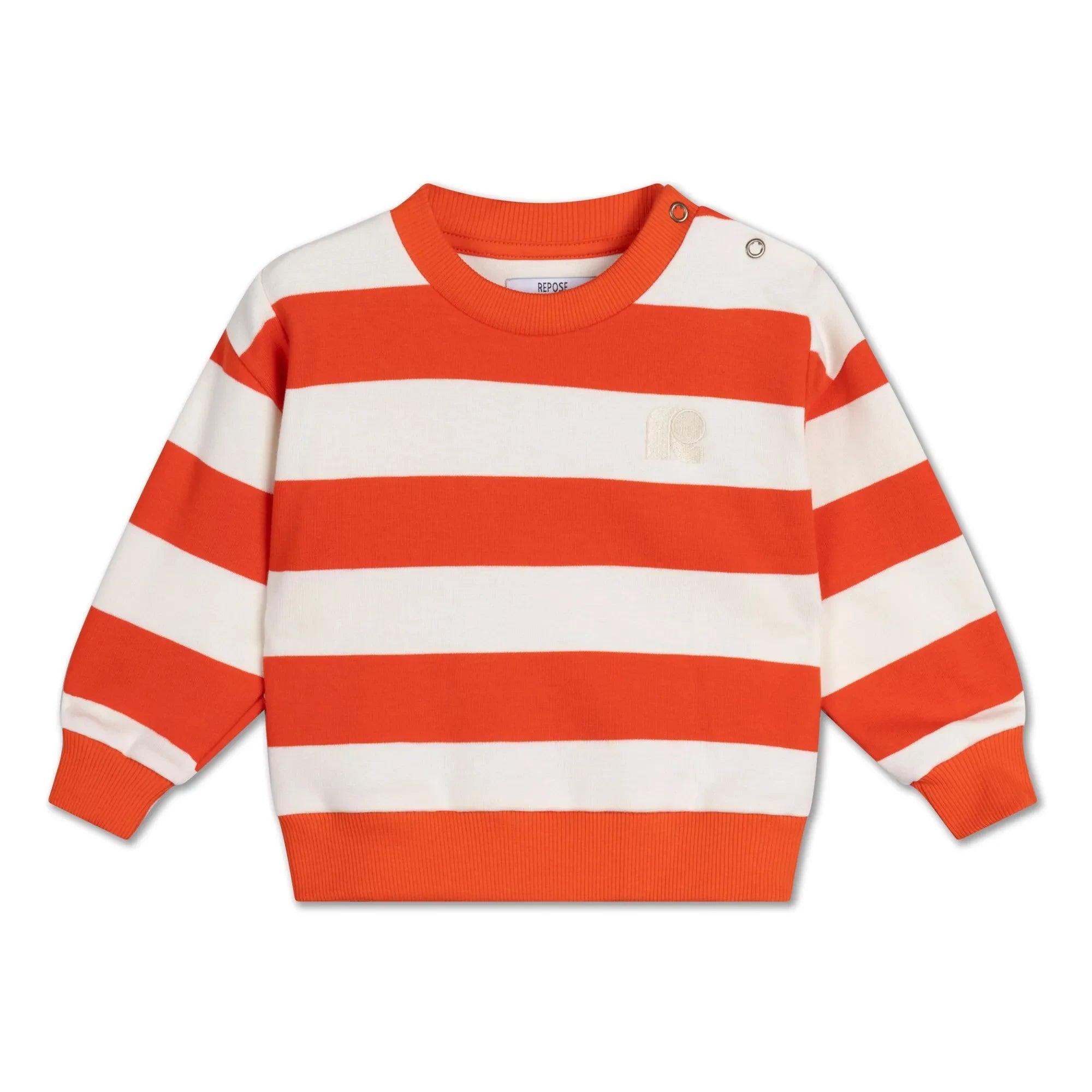 Repose AMS - Cozydrop Çizgili Organik Pamuklu Sweatshirt | Turuncu