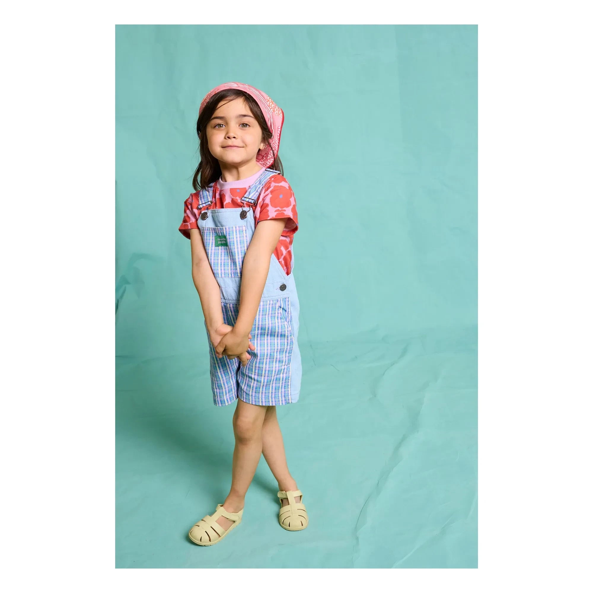 Favorite People - Striped Tagliatelle Short Overalls | Blue