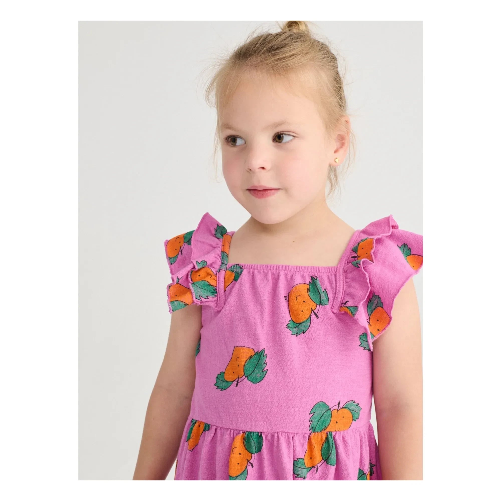 Bobo Choses - Orange Ruffled Dress Made of Organic Cotton | Purple