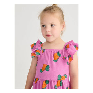 Bobo Choses - Orange Ruffled Dress Made of Organic Cotton | Purple
