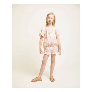 Búho - Checkered Floral Shorts | Peach