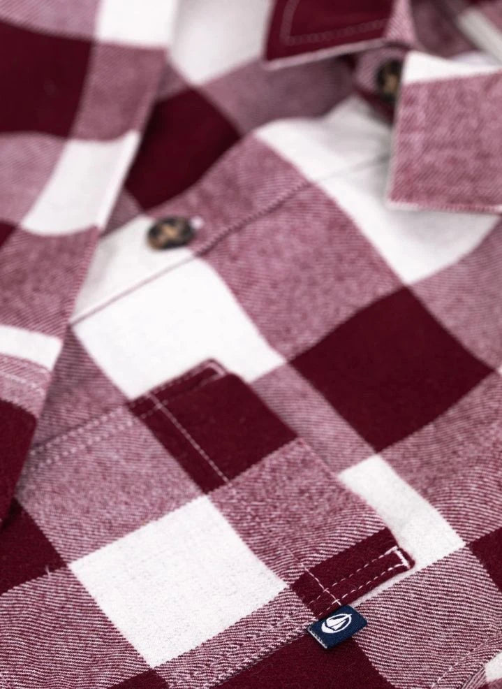 Petit Bateau - Organik Pamuklu Ekose Gömlek | Bordo
