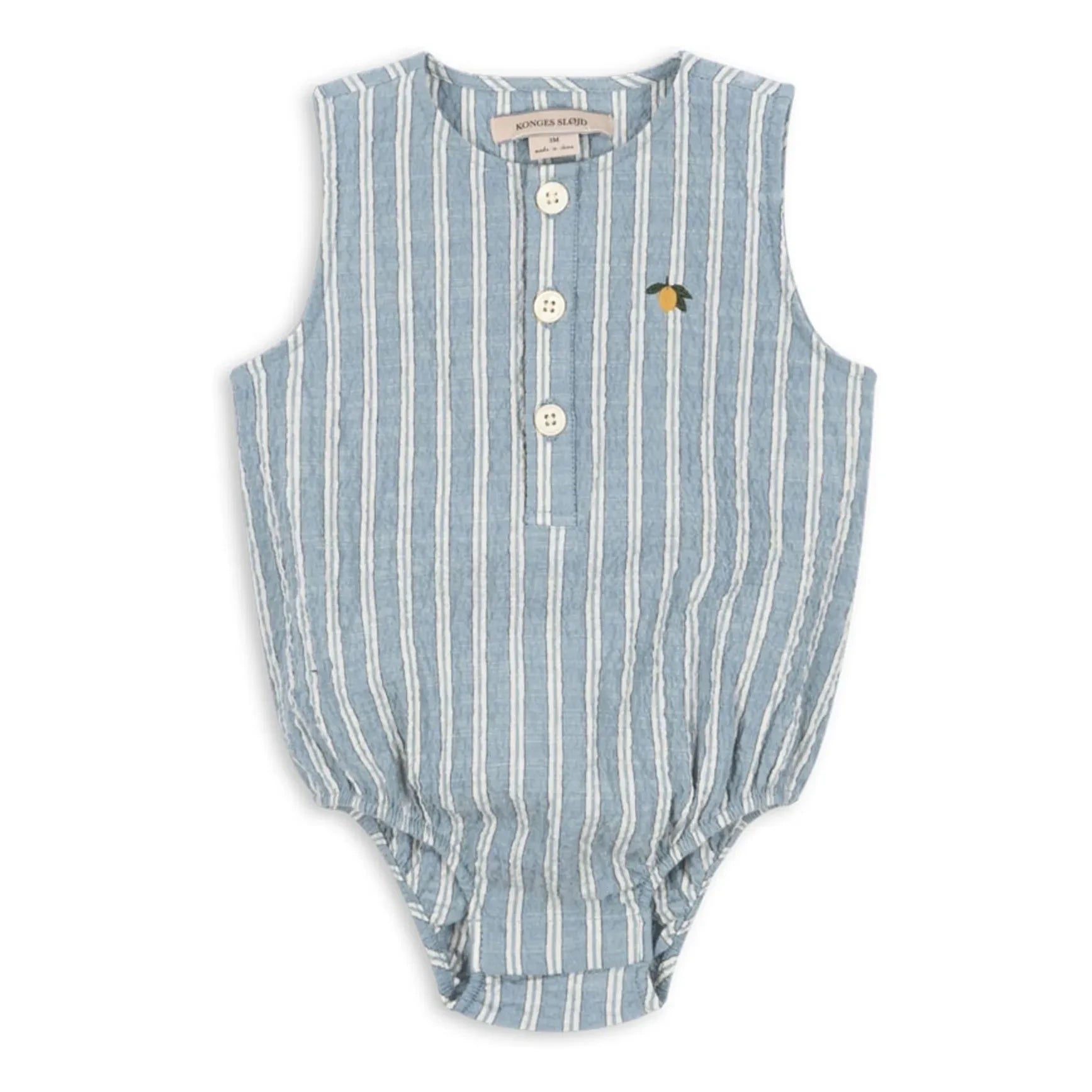 Konges Sløjd - Elliot Organic Cotton Striped Romper | Blue