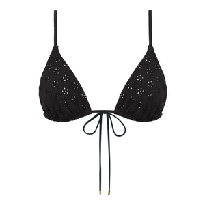 Peony - Embroidered Bikini Top | Black