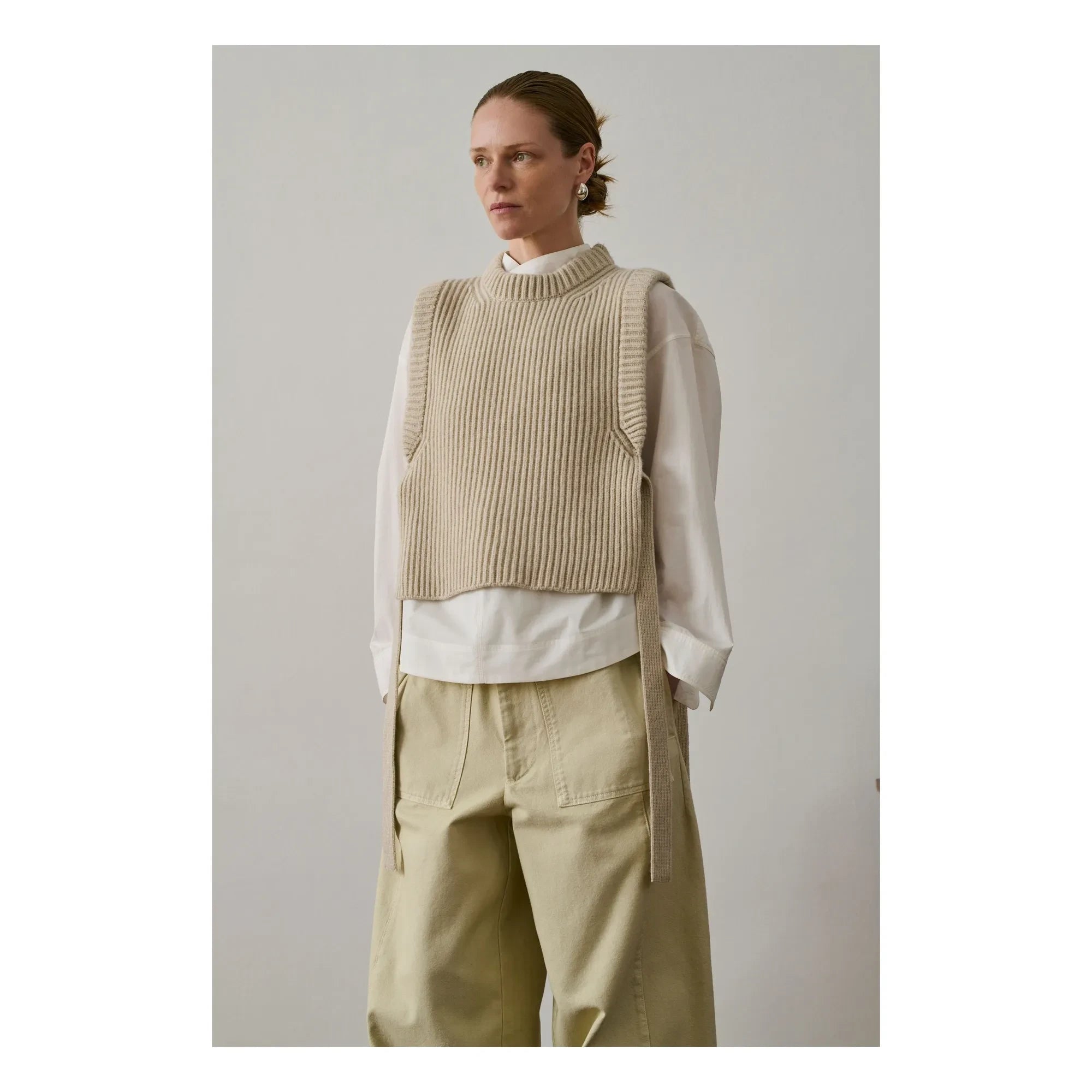 Soeur - Firmus Merino Wool Sleeveless Sweater | Heather White