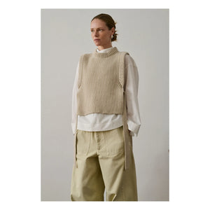 Soeur - Firmus Merino Wool Sleeveless Sweater | Heather White