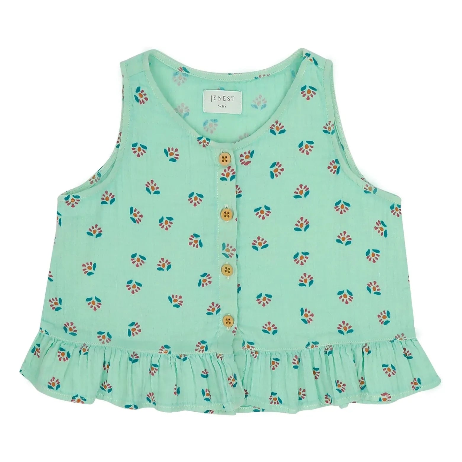 Jenest - Sofie Fleuri Organic Cotton Top | Turquoise