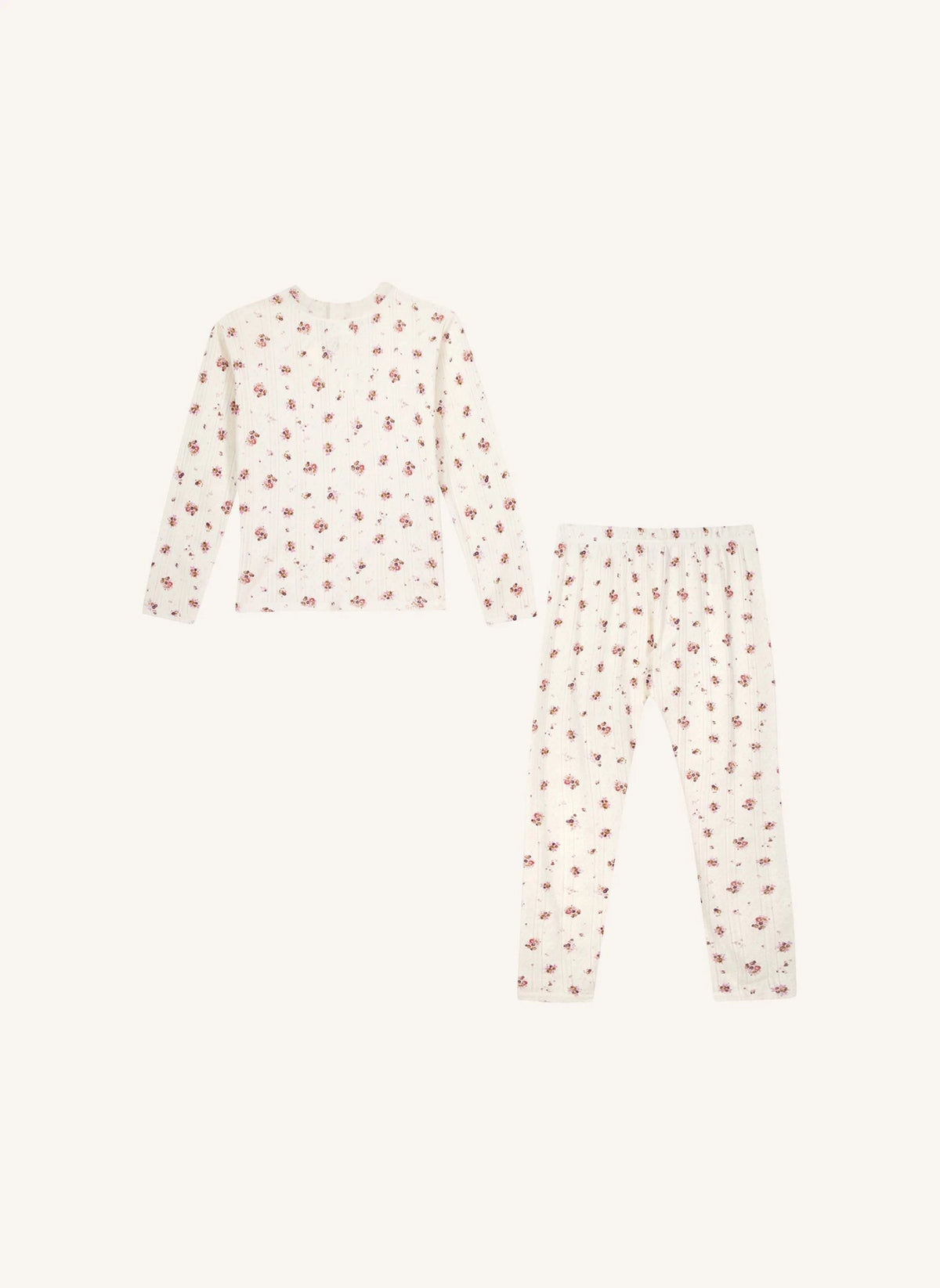 Bonton - Çiçekli Polochon Pijama | Ecru