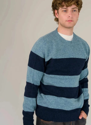 Origin Knitwear - Striped Wool Seamless Sweater | Blue