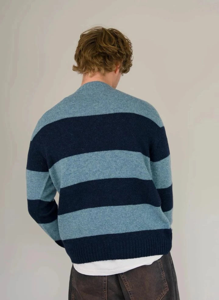 Origin Knitwear - Striped Wool Seamless Sweater | Blue