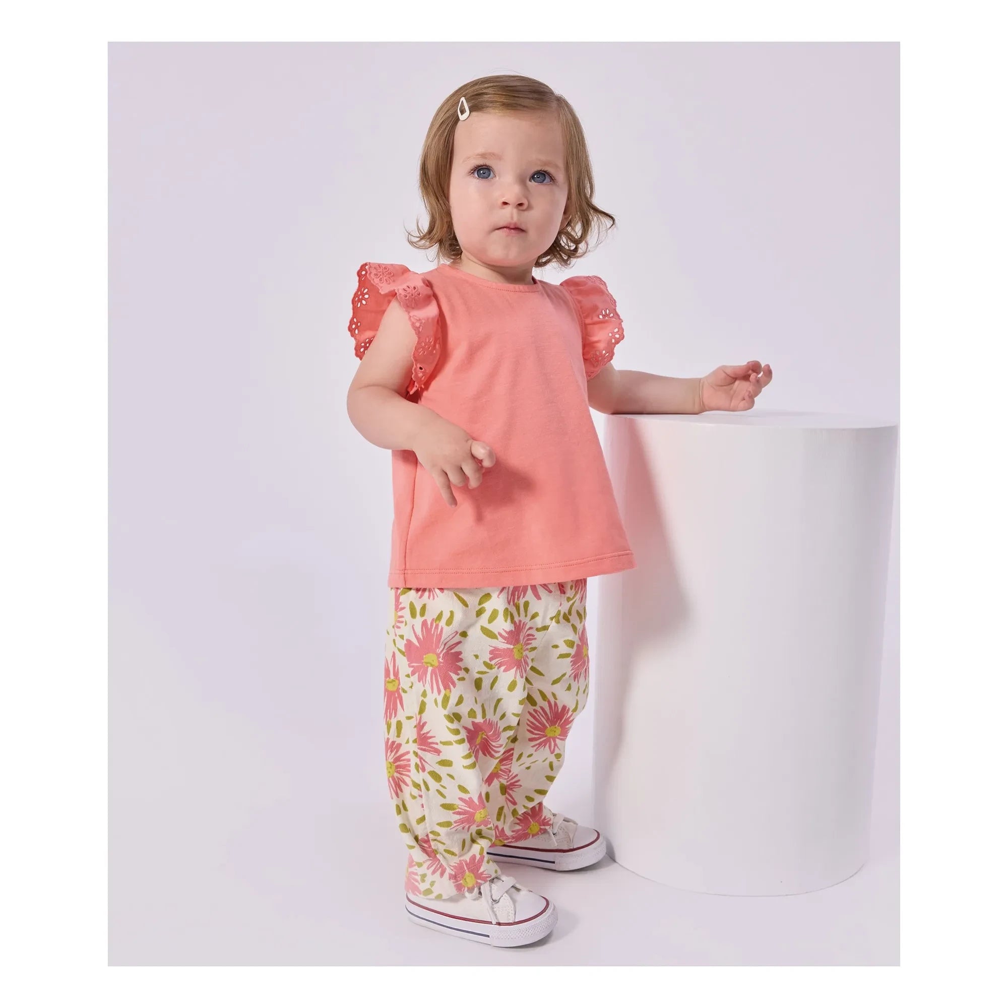 Petit Bateau - Organic Cotton Baby Flower Pants | White