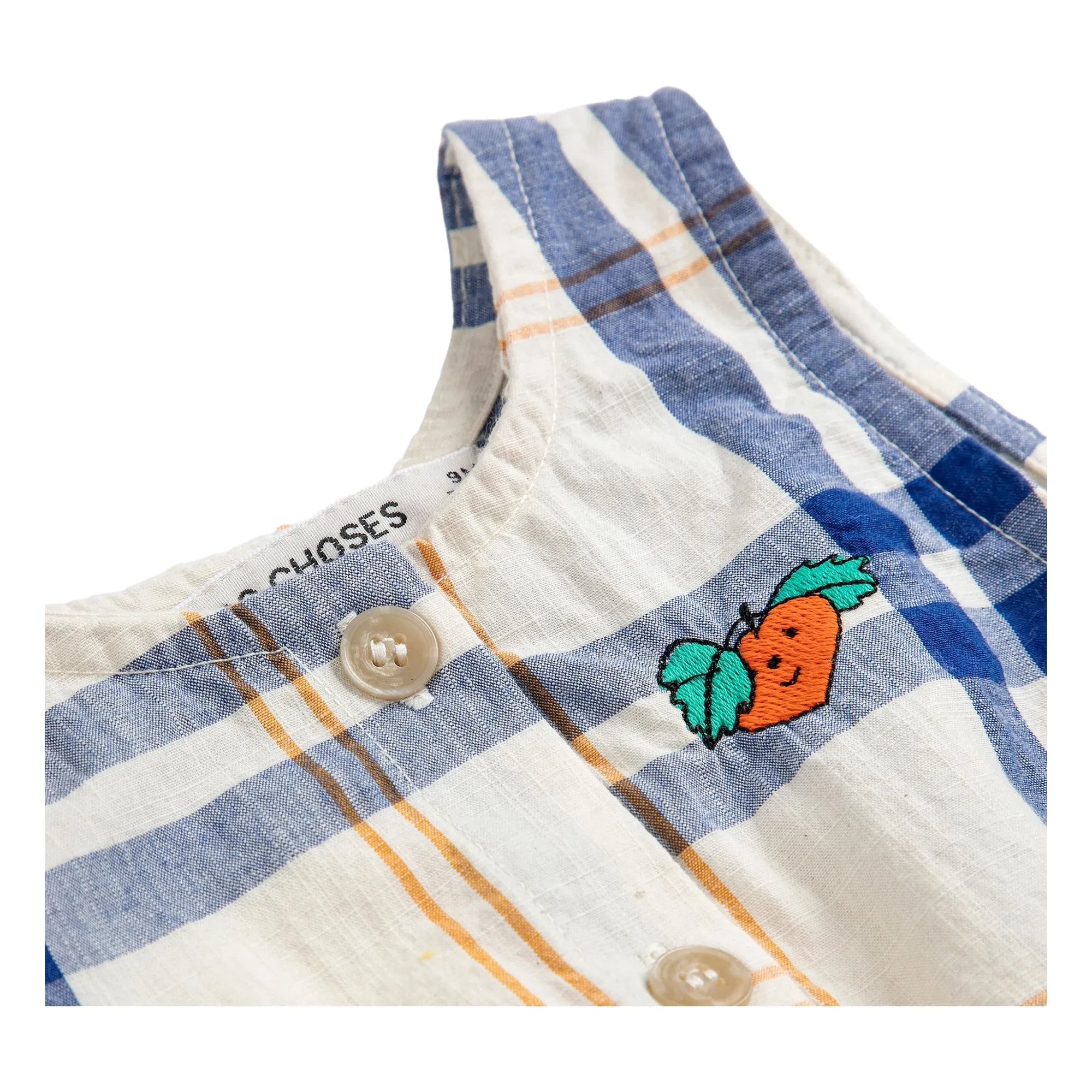 Bobo Choses - Tartan Organic Cotton Romper | Ecru