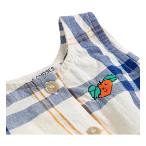 Bobo Choses - Tartan Organic Cotton Romper | Ecru