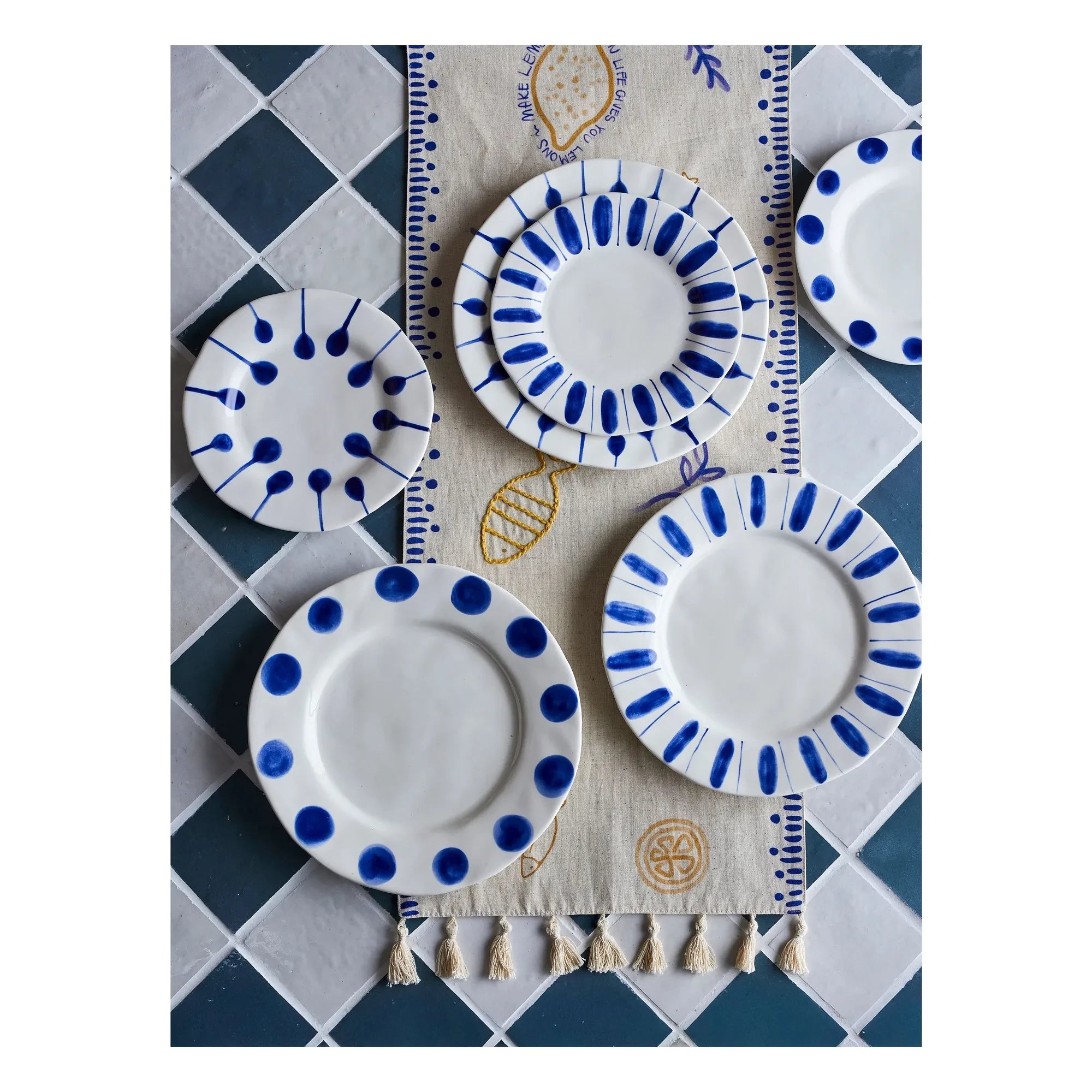 Bloomingville - Linora tabaklar - 3'lü Set | Mavi