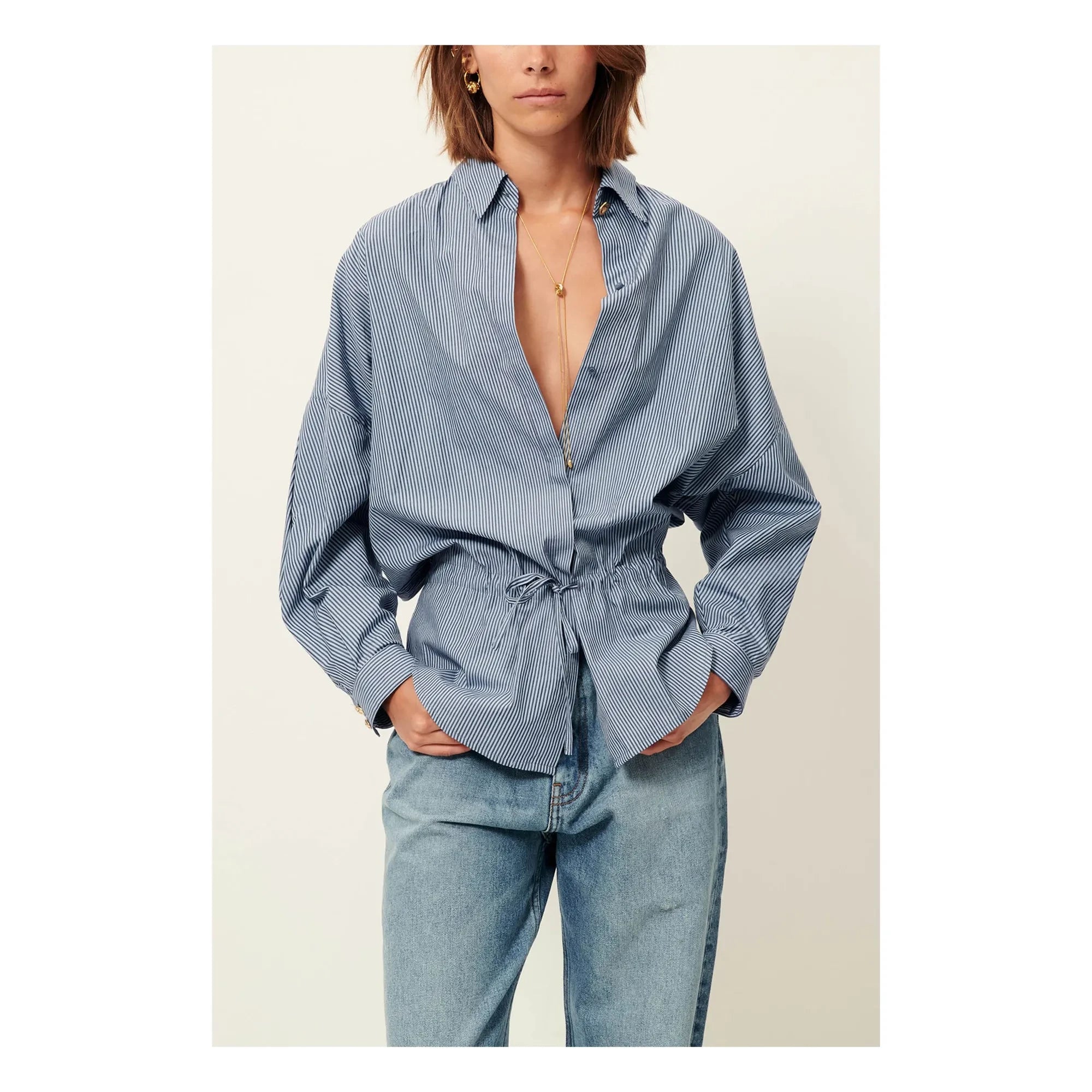 Sessùn - Santalin Cotton Striped Blouse | Blue