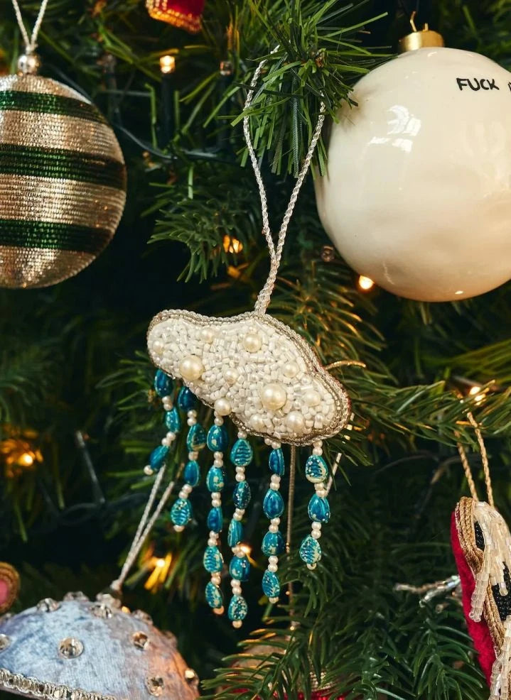 Anna + Nina - Beaded Air Christmas Ornament | White