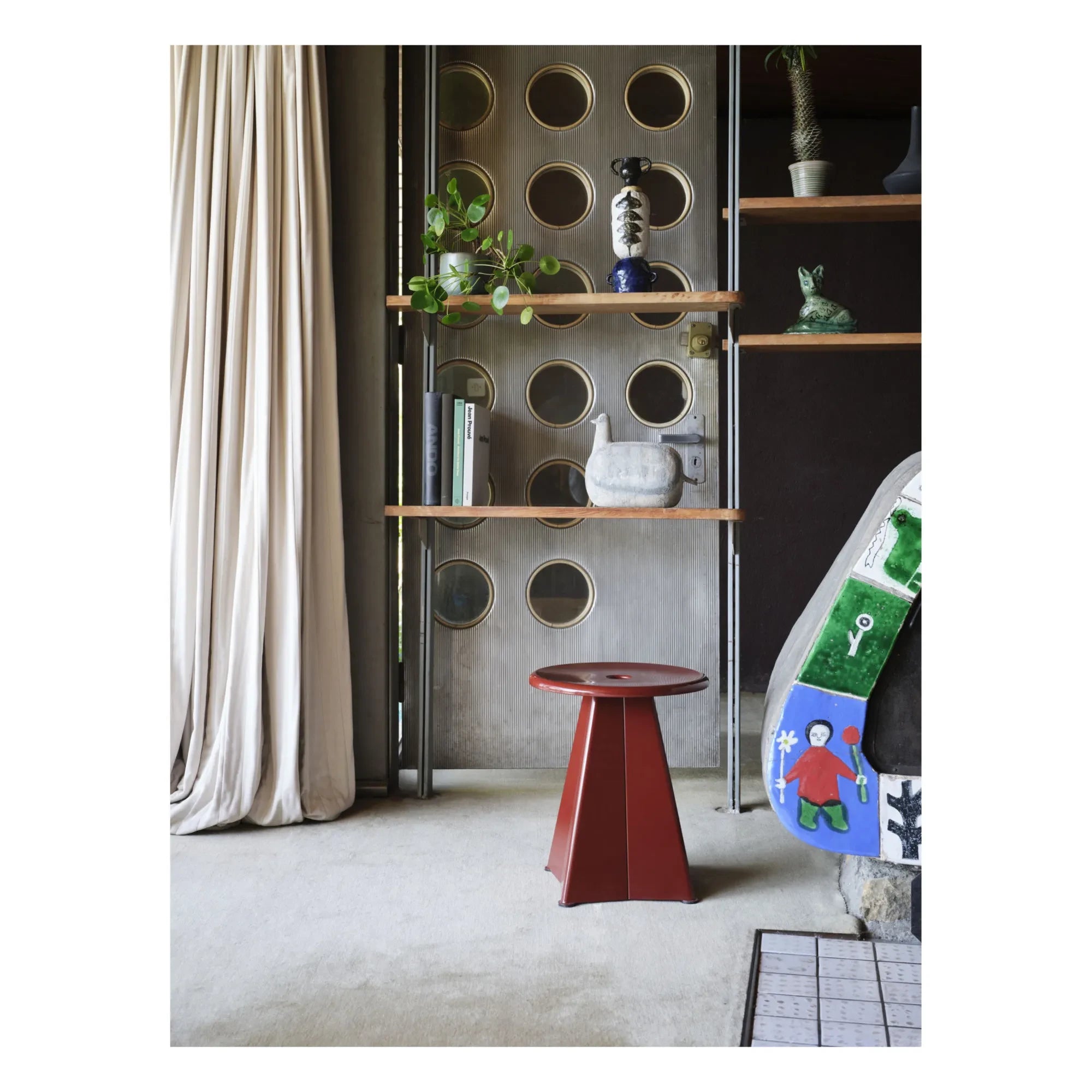 Vitra - Jean Prouvé Metal Stool | Burgundy