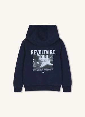 Zadig & Voltaire - Revoltaire Tour Organic Cotton Hooded Sweatshirt | Blue