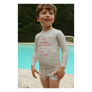 Konges Sløjd - Aster Striped UV Protection Bath T-Shirt Recycled Fiber | Beige