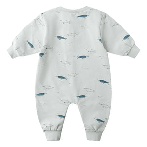 Quincy Mae - Narwhals Organic Cotton Romper | Light Blue