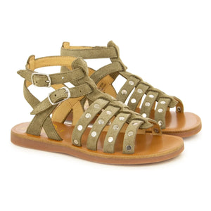 Pom d'Api - Plagette Stud Sandals | Khaki