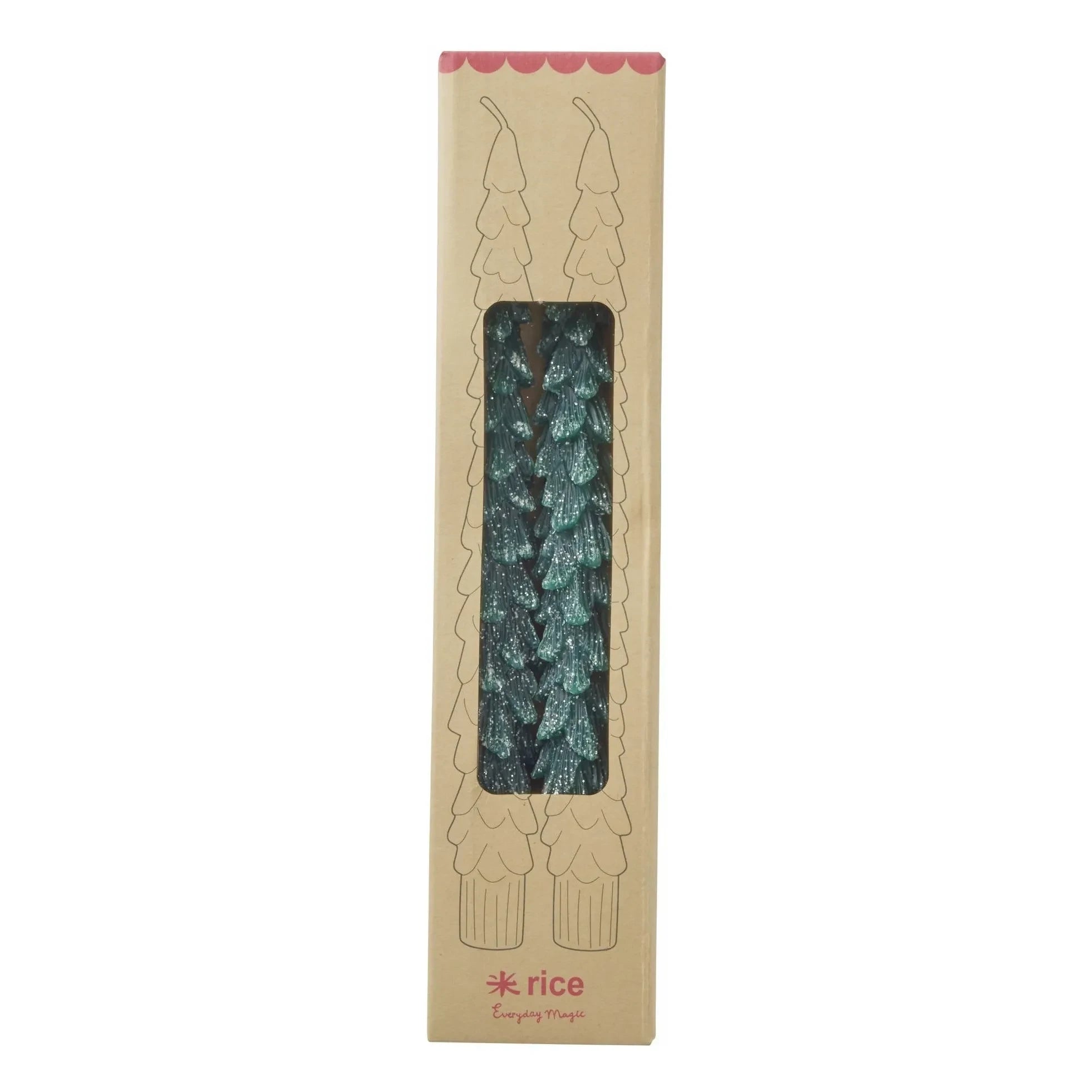 Rice - Pine Tree LED Candles - Set of 2 | Dark Green