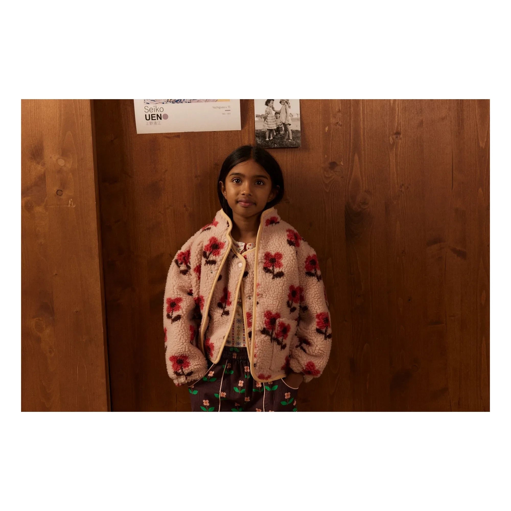 Hello Simone - Floral Patterned Sherpa Bear Jacket | Pink