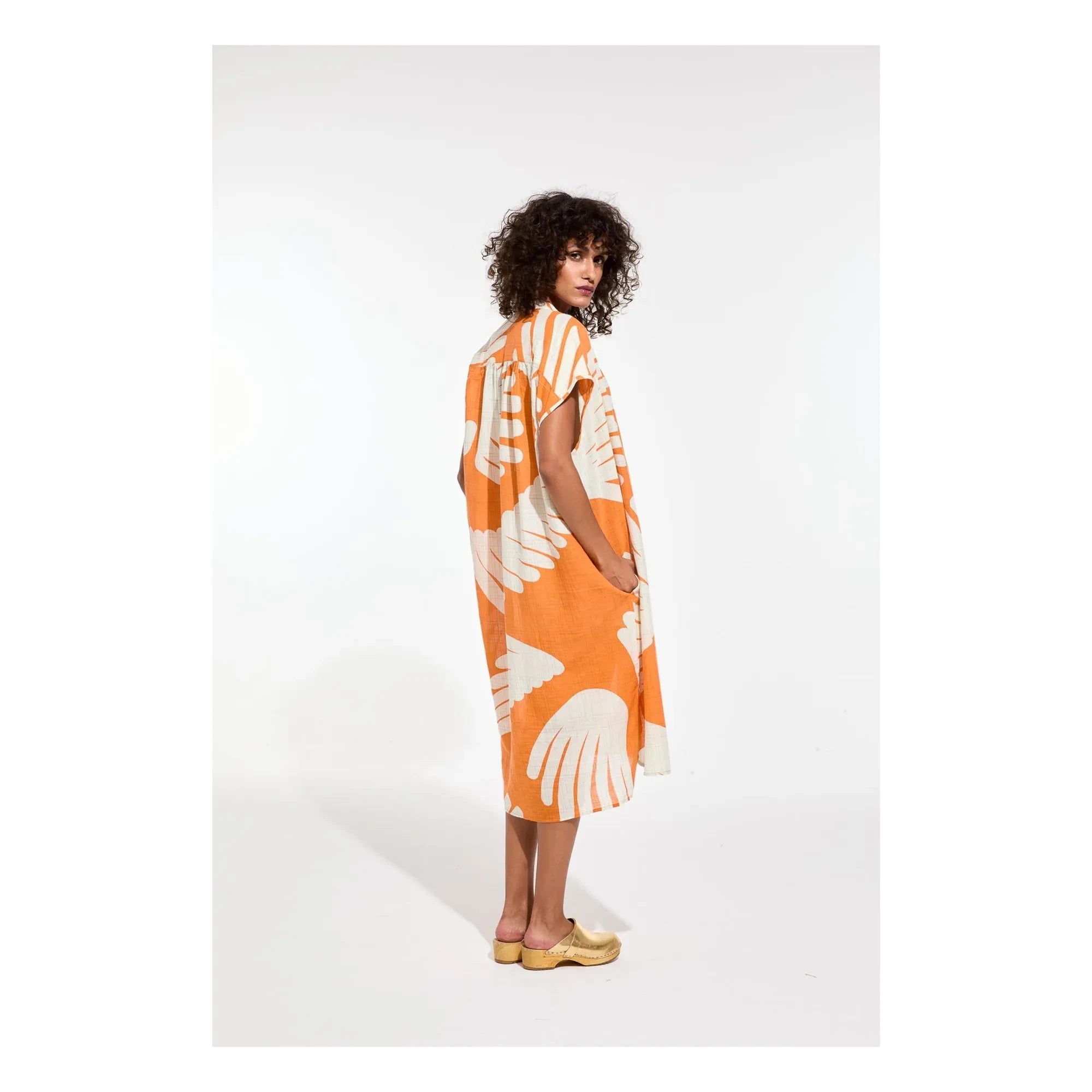 Mapoésie - Alma Palme Cotton Dress | Orange